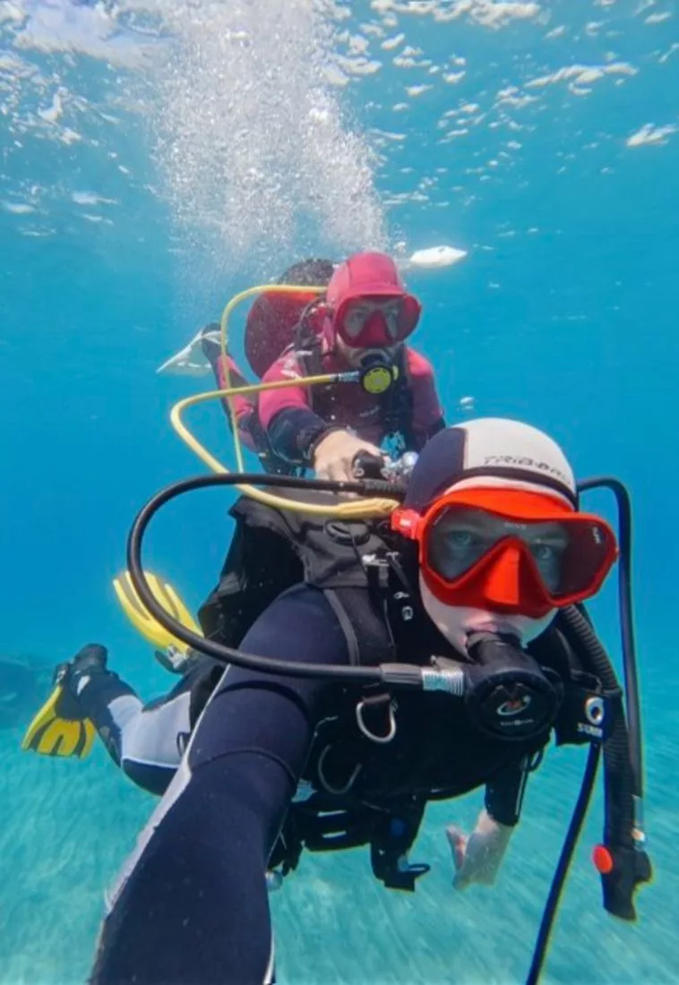 Diving over volcanic reef